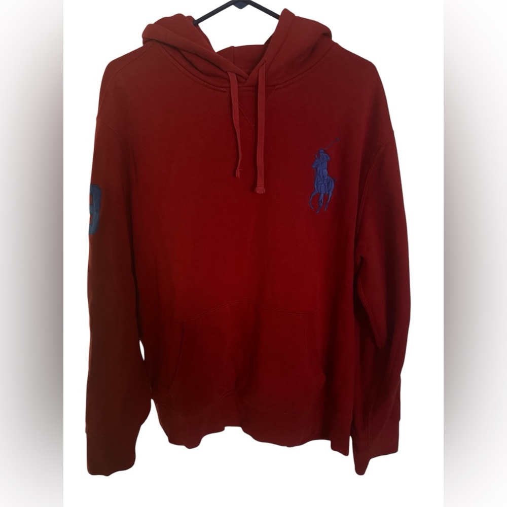 Polo by Ralph Lauren Red Hoodie with Blue Pony Embroidery